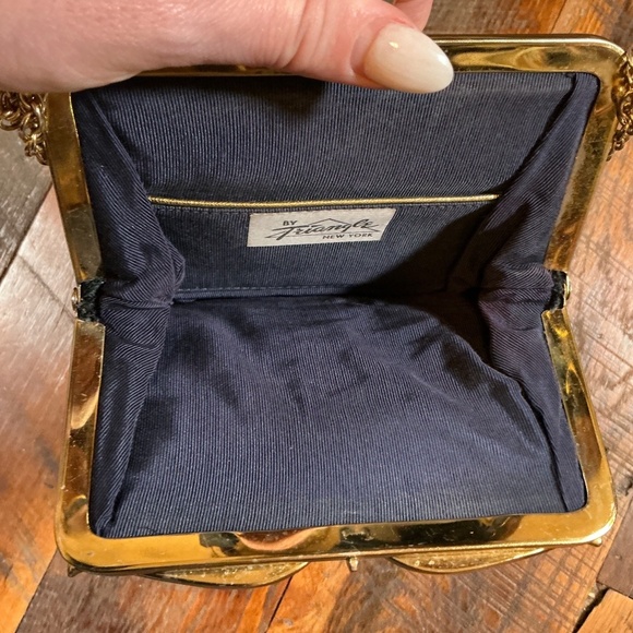 Rare Vintage Triangle New York  Leather Clutch Crossbody Evening Bag - Picture 5 of 6